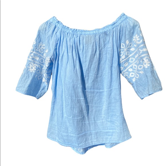 Like New NAOO Nation AK Outfits Boho Hippy Chic Off the Shoulder Top Size Medium - Picture 2 of 6